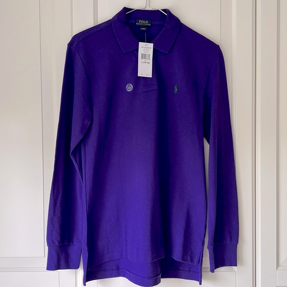 RALPH LAUREN. LARGE (14-16) Boys. 100% cotton, rich purple. Green POLO logo. - Picture 1 of 5